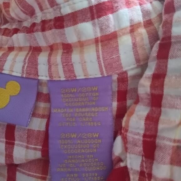 Disney Pooh, Eeyore and Piglet Women's Red Checkered Sleeveless Shirt Sz 26W/28W - Picture 7 of 8